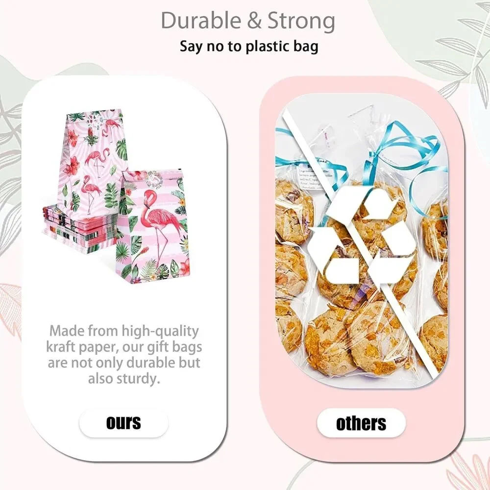 36PCS Party Favors Bags, Hawaii Treat Bags w/Stickers Flamingo Gift Bags 3Design